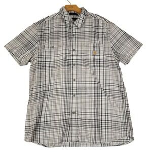 Carhartt Rugged Flex Relaxed Fit Plaid Short Sleeve Button Shirt Mens L‎ TW5701M